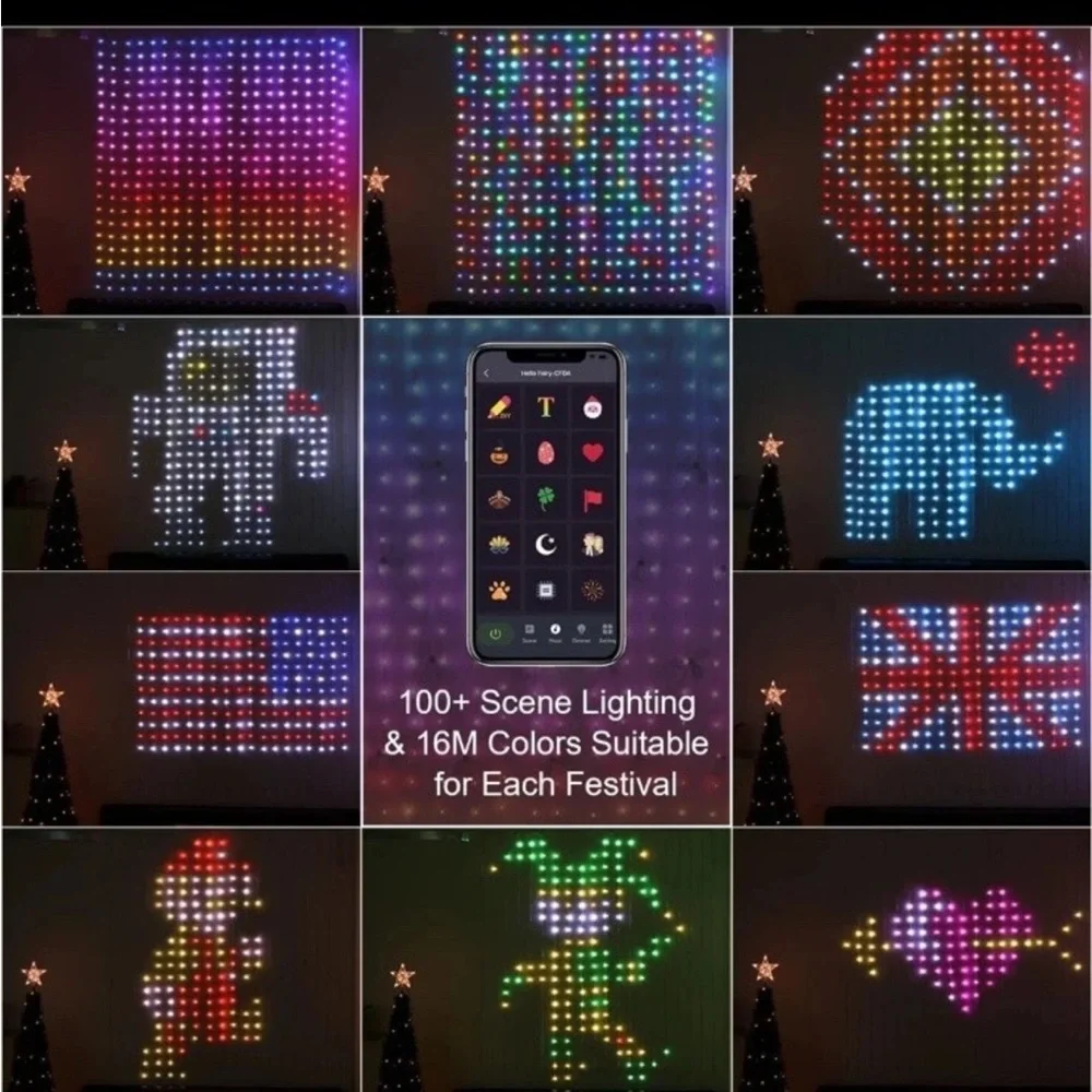 Avatar Patterns Programmable Music Sync Curtain String Lights 400 LED 6